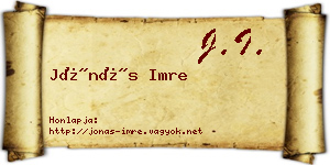 Jónás Imre névjegykártya